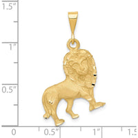 14K Yellow Gold Brushed Diamond-Cut Lion Pendant Charm by Oro Pregiato