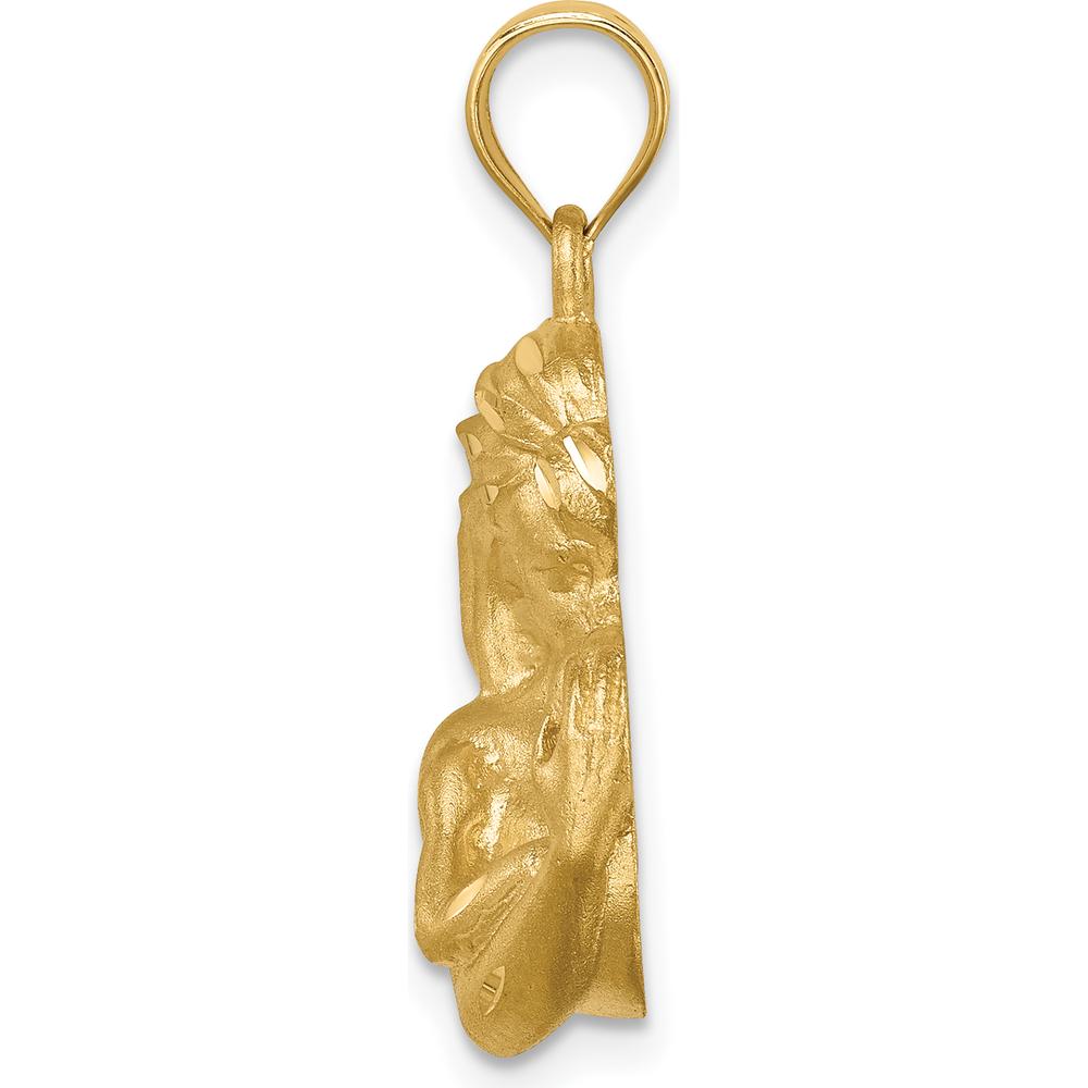 14K Yellow Gold Brushed Diamond-Cut Mom and Baby Pendant by Oro Pregiato