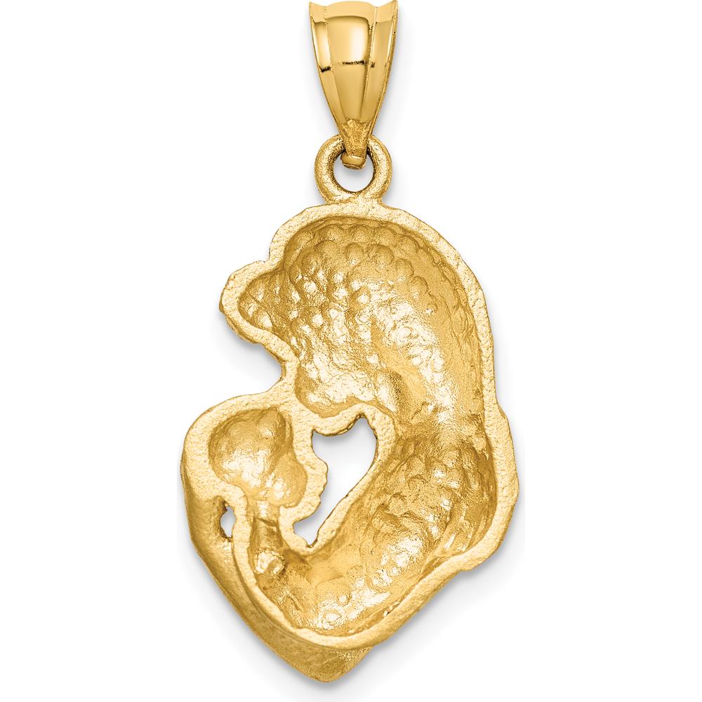 14K Yellow Gold Brushed Diamond-Cut Mom and Baby Pendant by Oro Pregiato