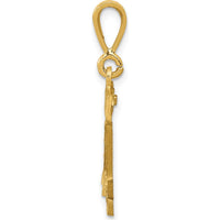 14K Yellow Gold Brushed Diamond-Cut Number 14 Pendant Charm by 0