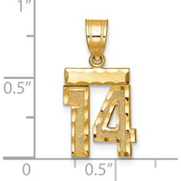 14K Yellow Gold Brushed Diamond-Cut Number 14 Pendant Charm by 0