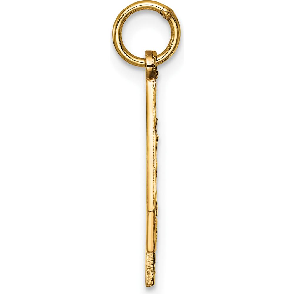 14K Yellow Gold Brushed Diamond-Cut Number 4 Charm - Modern Statement Pendant by Oro Pregiato