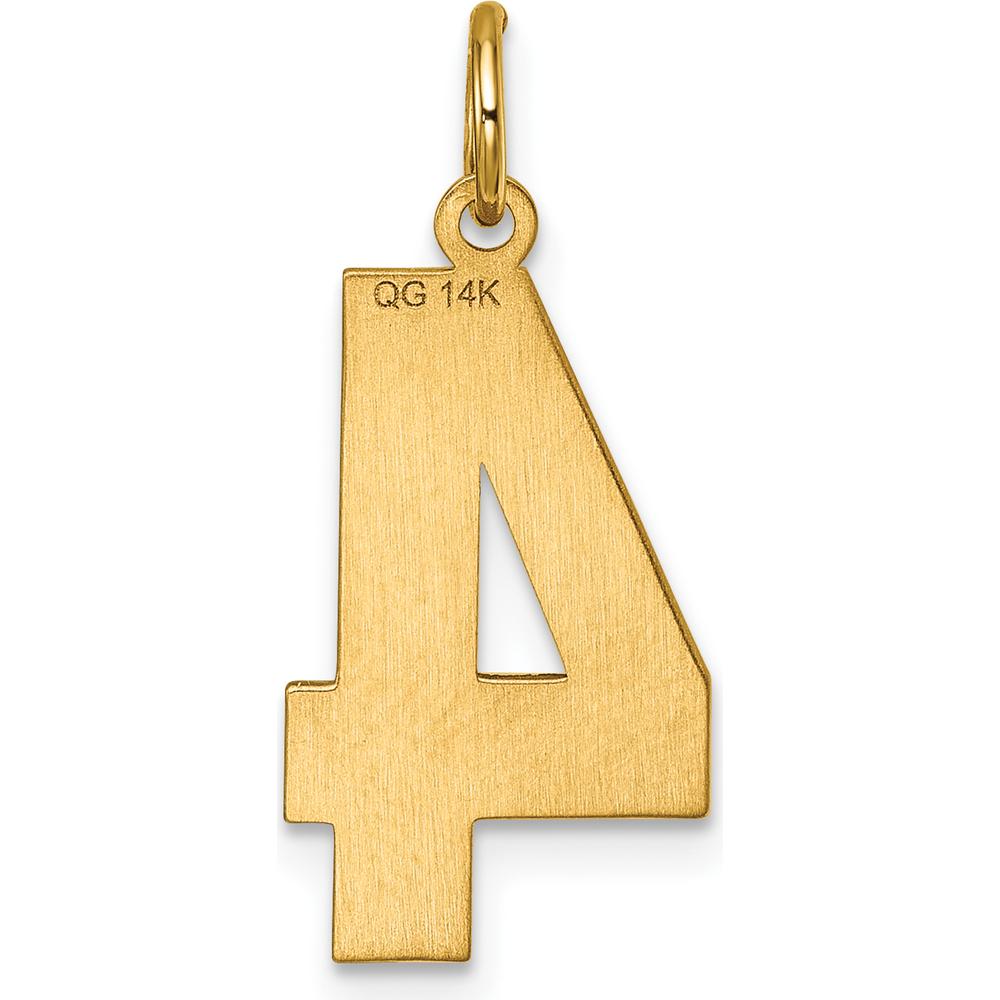 14K Yellow Gold Brushed Diamond-Cut Number 4 Charm - Modern Statement Pendant by Oro Pregiato