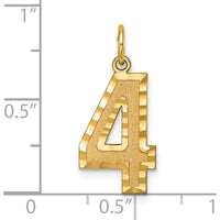 14K Yellow Gold Brushed Diamond-Cut Number 4 Charm - Modern Statement Pendant by Oro Pregiato