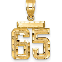 14K Yellow Gold Brushed Diamond-Cut Number 65 Charm with Geometric Design by 0
