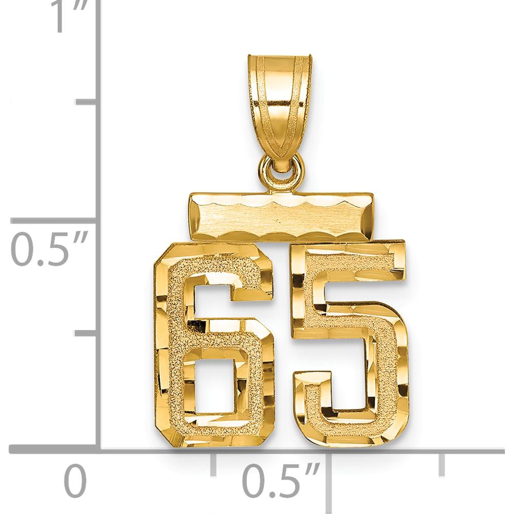 14K Yellow Gold Brushed Diamond-Cut Number 65 Charm with Geometric Design by 0