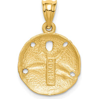 14K Yellow Gold Brushed Diamond-Cut Sand Dollar Pendant - 22mm Length by Oro Pregiato