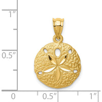 14K Yellow Gold Brushed Diamond-Cut Sand Dollar Pendant - 22mm Length by Oro Pregiato
