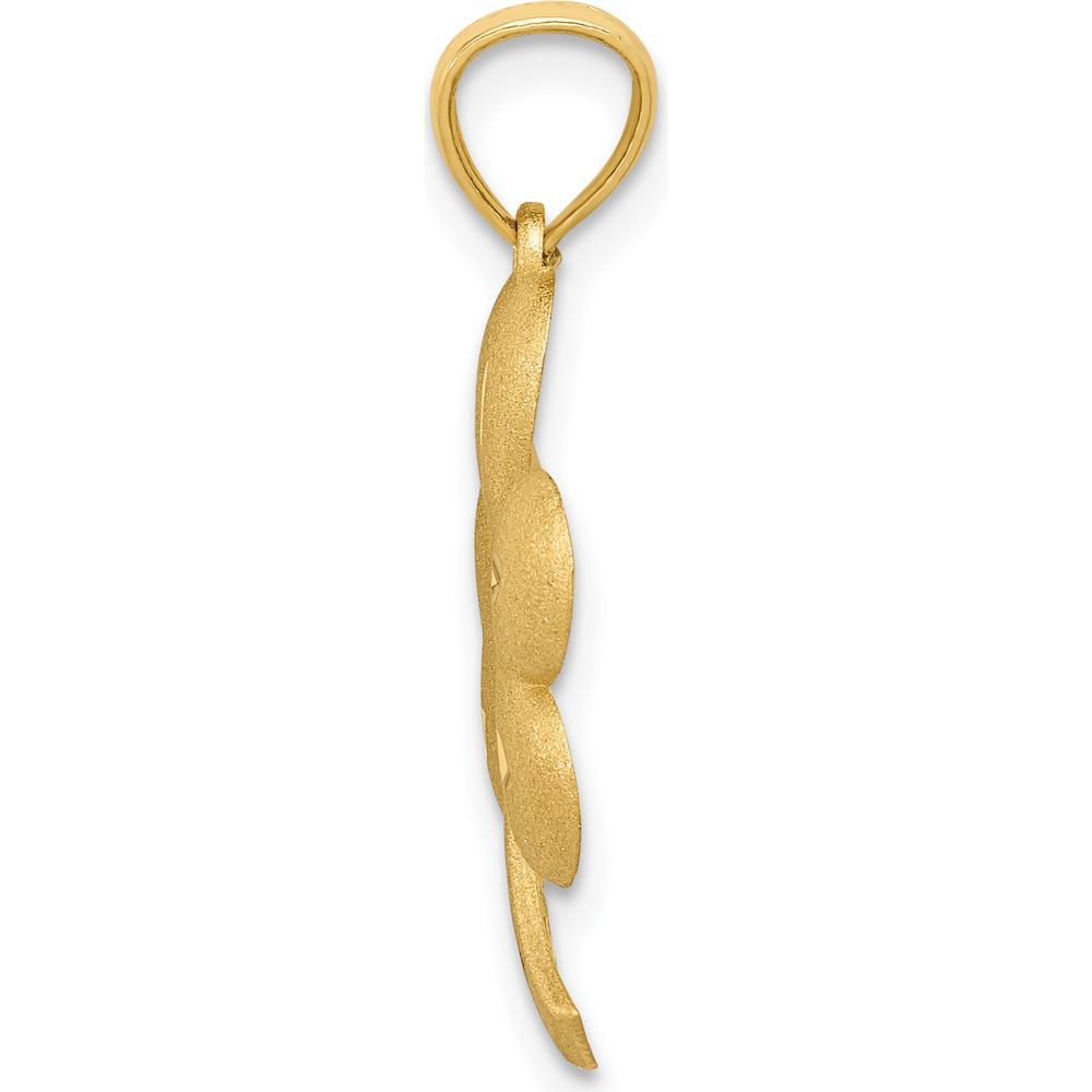 14K Yellow Gold Brushed Diamond-Cut Shamrock Pendant - 25mm Length, 20mm Width by Oro Pregiato