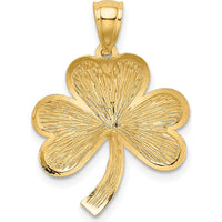 14K Yellow Gold Brushed Diamond-Cut Shamrock Pendant - 25mm Length, 20mm Width by Oro Pregiato