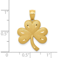 14K Yellow Gold Brushed Diamond-Cut Shamrock Pendant - 25mm Length, 20mm Width by Oro Pregiato