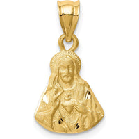 14K Yellow Gold Brushed Diamond-Cut Solid Jesus Pendant - Religious Faith Symbol in Yellow Gold by Oro Pregiato
