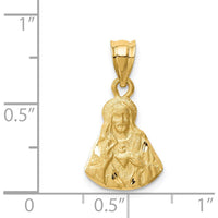 14K Yellow Gold Brushed Diamond-Cut Solid Jesus Pendant - Religious Faith Symbol in Yellow Gold by Oro Pregiato