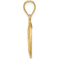 14K Yellow Gold Brushed Diamond-Cut Virgin Mary Pendant with Textured Back - 23.25mm Length by Oro Pregiato