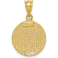 14K Yellow Gold Brushed Diamond-Cut Virgin Mary Pendant with Textured Back - 23.25mm Length by Oro Pregiato