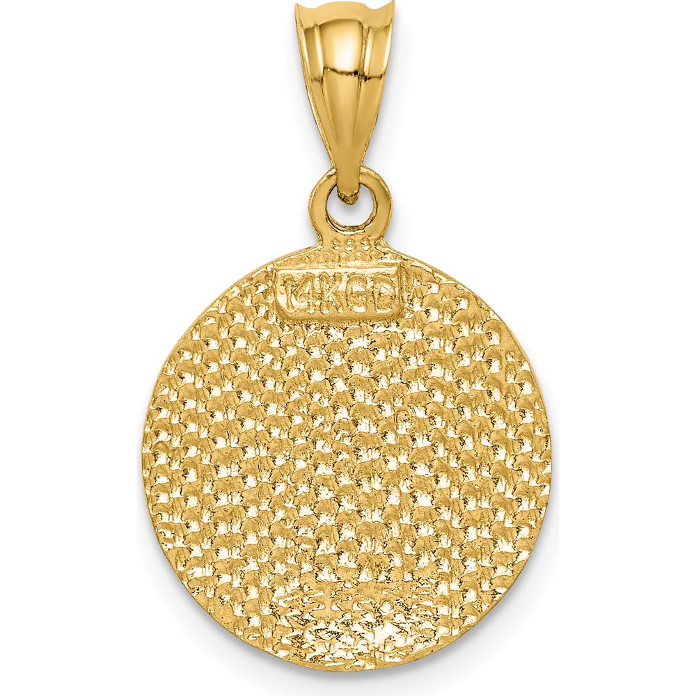 14K Yellow Gold Brushed Diamond-Cut Virgin Mary Pendant with Textured Back - 23.25mm Length by Oro Pregiato