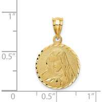 14K Yellow Gold Brushed Diamond-Cut Virgin Mary Pendant with Textured Back - 23.25mm Length by Oro Pregiato