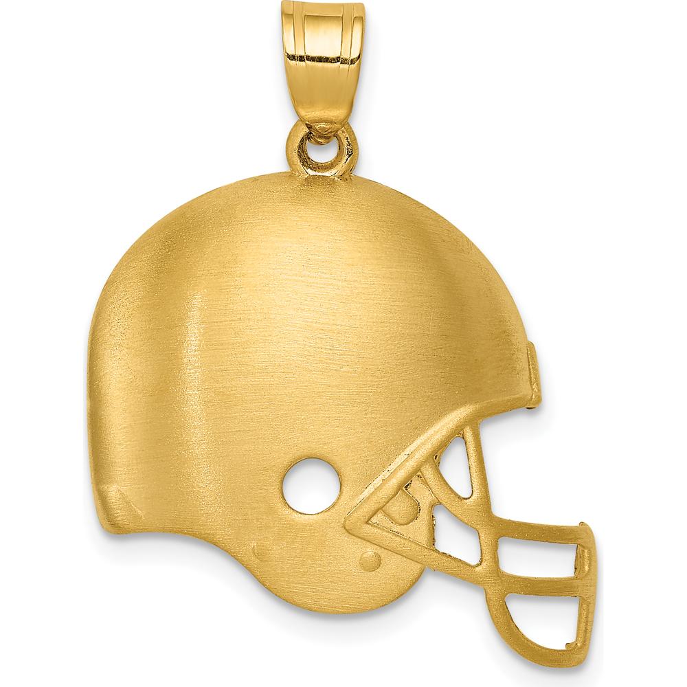 14K Yellow Gold Brushed Football Helmet Pendant with Satin Finish - 22mm by Oro Pregiato