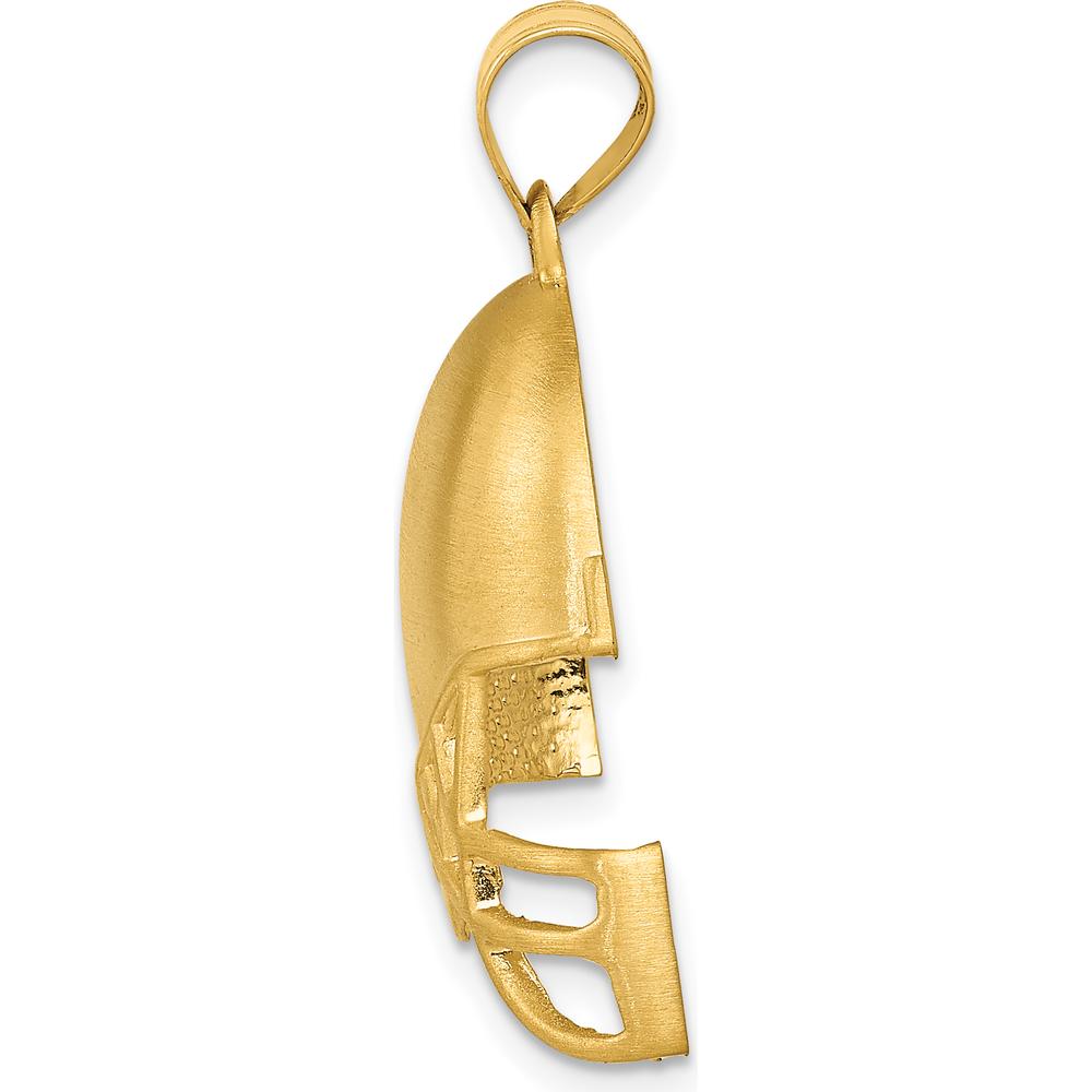 14K Yellow Gold Brushed Football Helmet Pendant with Satin Finish - 22mm by Oro Pregiato
