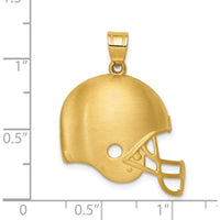 14K Yellow Gold Brushed Football Helmet Pendant with Satin Finish - 22mm by Oro Pregiato