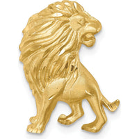 14K Yellow Gold Brushed Lion Slide Pendant with Diamond-Cut Texture by Oro Pregiato