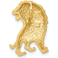 14K Yellow Gold Brushed Lion Slide Pendant with Diamond-Cut Texture by Oro Pregiato