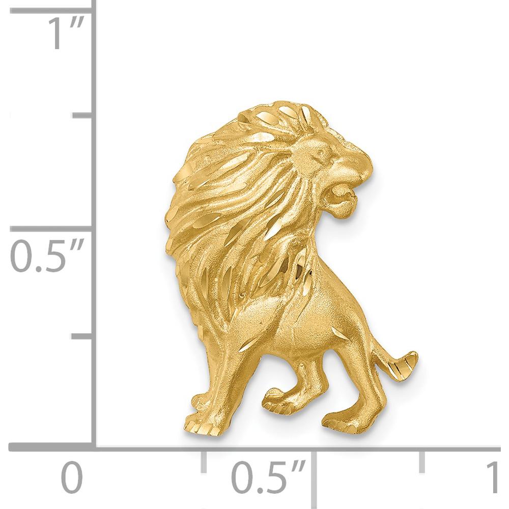 14K Yellow Gold Brushed Lion Slide Pendant with Diamond-Cut Texture by Oro Pregiato