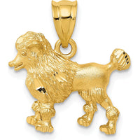 14K Yellow Gold Brushed Poodle Dog Pendant with Diamond-Cut Texture by Oro Pregiato
