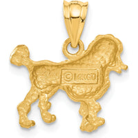 14K Yellow Gold Brushed Poodle Dog Pendant with Diamond-Cut Texture by Oro Pregiato