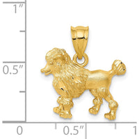 14K Yellow Gold Brushed Poodle Dog Pendant with Diamond-Cut Texture by Oro Pregiato