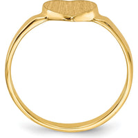 14K Yellow Gold Brushed Satin Heart Signet Ring - 7.5x6.5mm Top with Open Back Design by 0