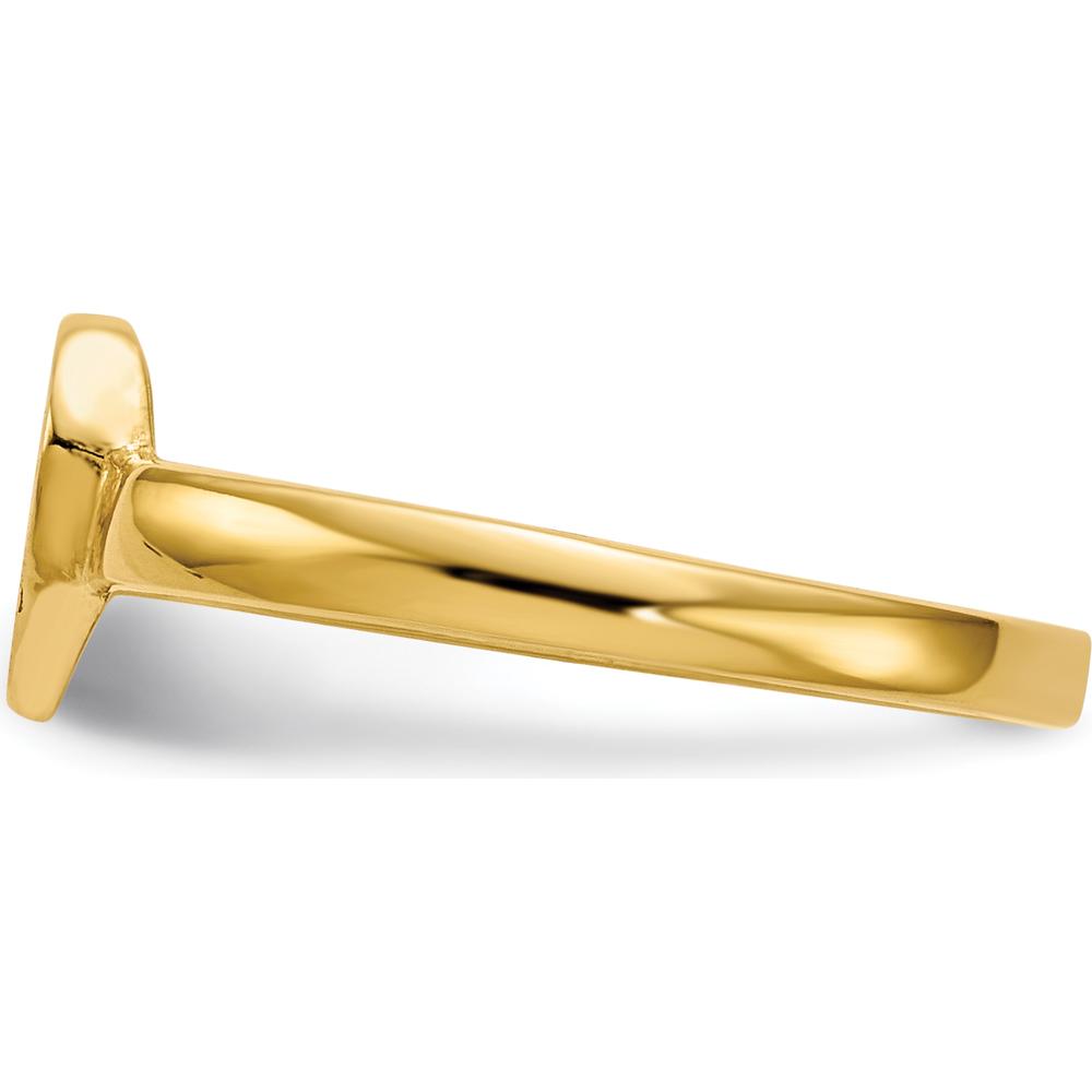 14K Yellow Gold Brushed Satin Heart Signet Ring - 7.5x6.5mm Top with Open Back Design by 0