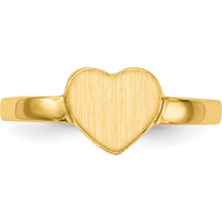 14K Yellow Gold Brushed Satin Heart Signet Ring - 7.5x6.5mm Top with Open Back Design by 0