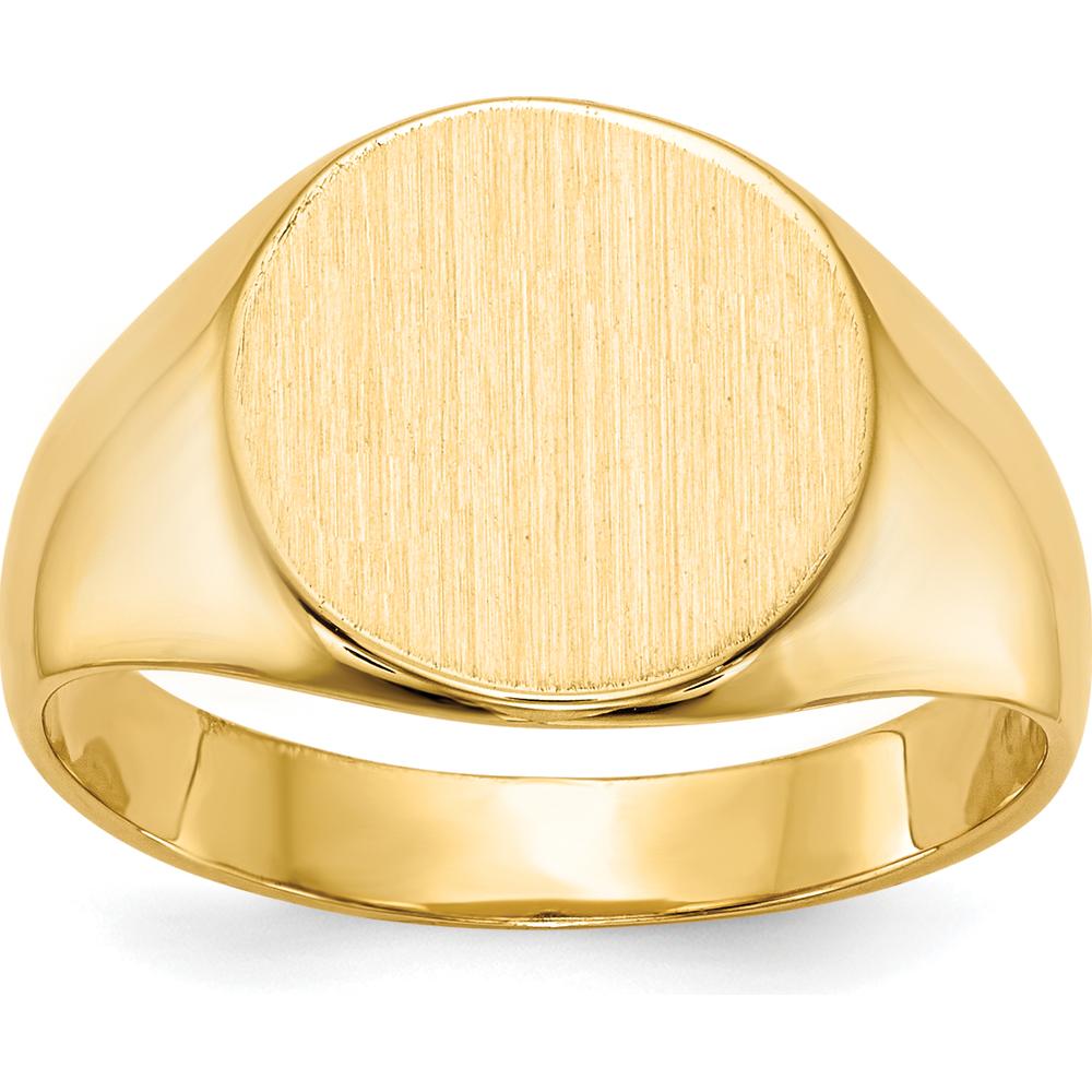 14K Yellow Gold Brushed Satin Signet Ring - 10.5x11.0mm Top by 0