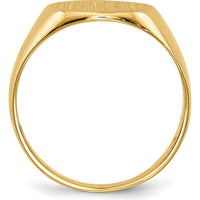 14K Yellow Gold Brushed Satin Signet Ring - 10.5x11.0mm Top by 0