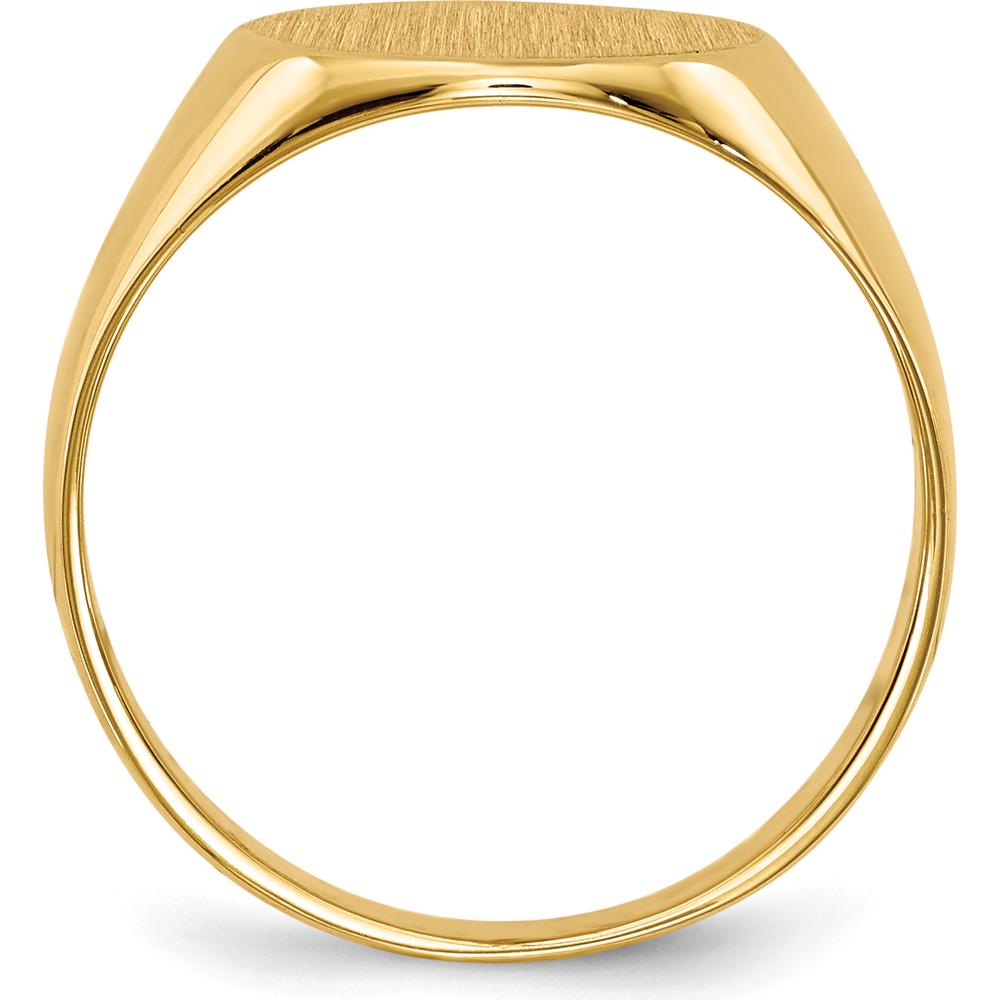 14K Yellow Gold Brushed Satin Signet Ring - 10.5x11.0mm Top by 0