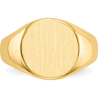 14K Yellow Gold Brushed Satin Signet Ring - 10.5x11.0mm Top by 0