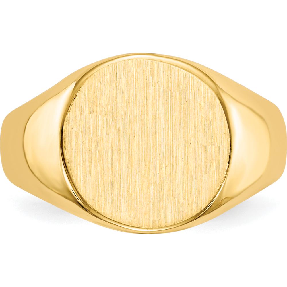14K Yellow Gold Brushed Satin Signet Ring - 10.5x11.0mm Top by 0