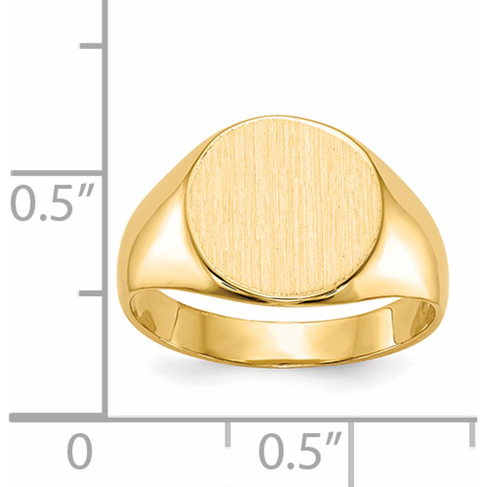14K Yellow Gold Brushed Satin Signet Ring - 10.5x11.0mm Top by 0