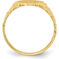 14K Yellow Gold Brushed Satin Signet Ring with Engravable Face - 9.5x8.5mm by 0