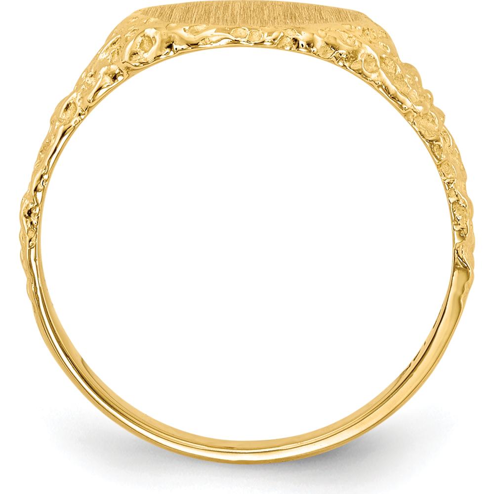 14K Yellow Gold Brushed Satin Signet Ring with Engravable Face - 9.5x8.5mm by 0