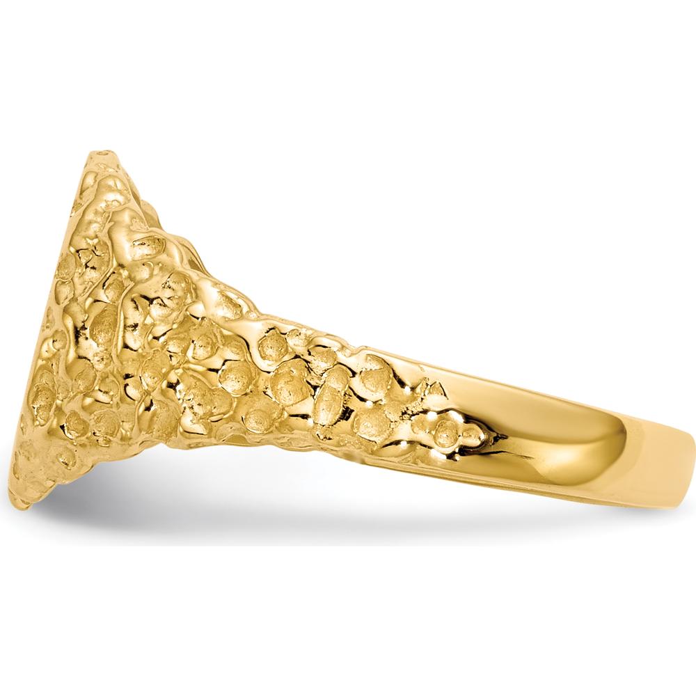 14K Yellow Gold Brushed Satin Signet Ring with Engravable Face - 9.5x8.5mm by 0