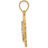 14K Yellow Gold Brushed Sun and Moon Pendant with Rhodium Accents by Oro Pregiato