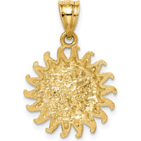 14K Yellow Gold Brushed Sun and Moon Pendant with Rhodium Accents by Oro Pregiato