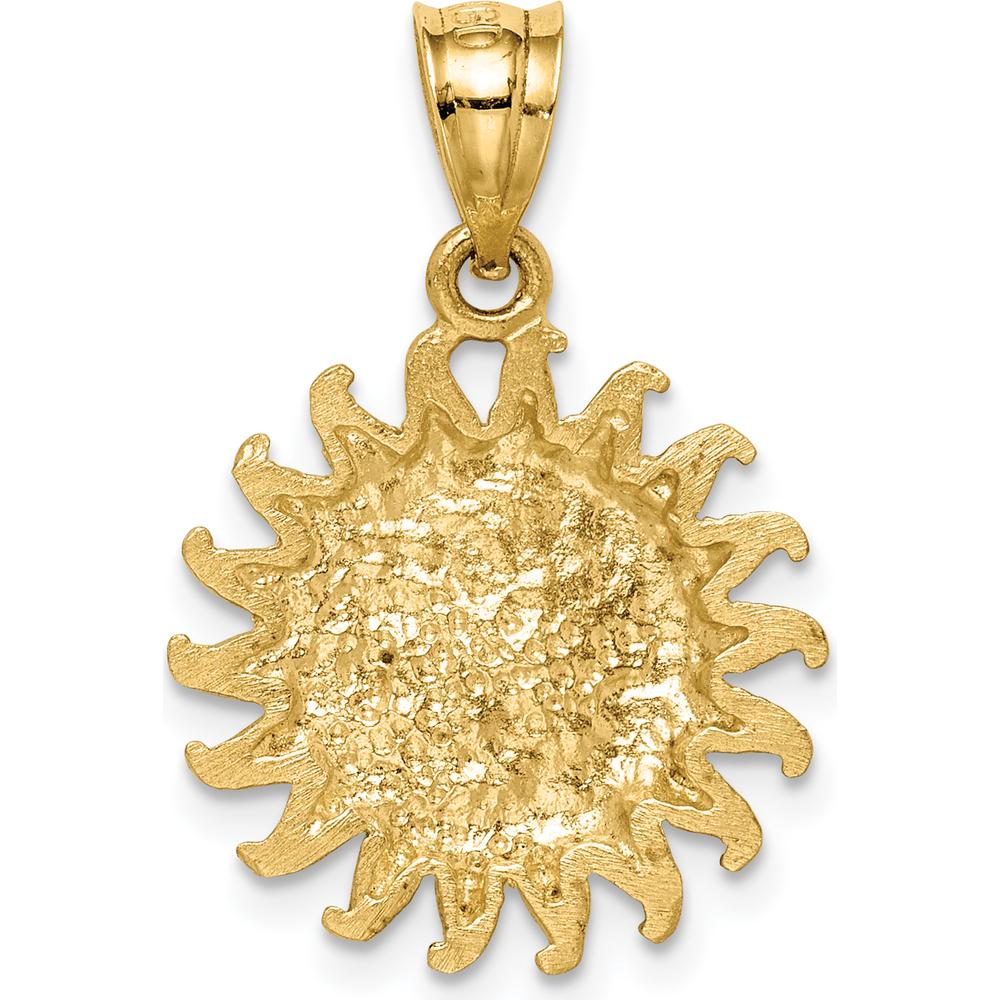 14K Yellow Gold Brushed Sun and Moon Pendant with Rhodium Accents by Oro Pregiato
