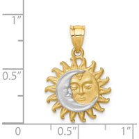 14K Yellow Gold Brushed Sun and Moon Pendant with Rhodium Accents by Oro Pregiato