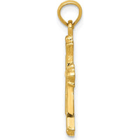 14K Yellow Gold Budded Cross Charm Pendant - Symbol of Faith and Elegance by Oro Pregiato