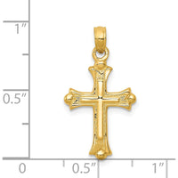 14K Yellow Gold Budded Cross Charm Pendant - Symbol of Faith and Elegance by Oro Pregiato