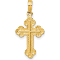 14K Yellow Gold Budded Cross Pendant - 28mm x 14mm by Oro Pregiato
