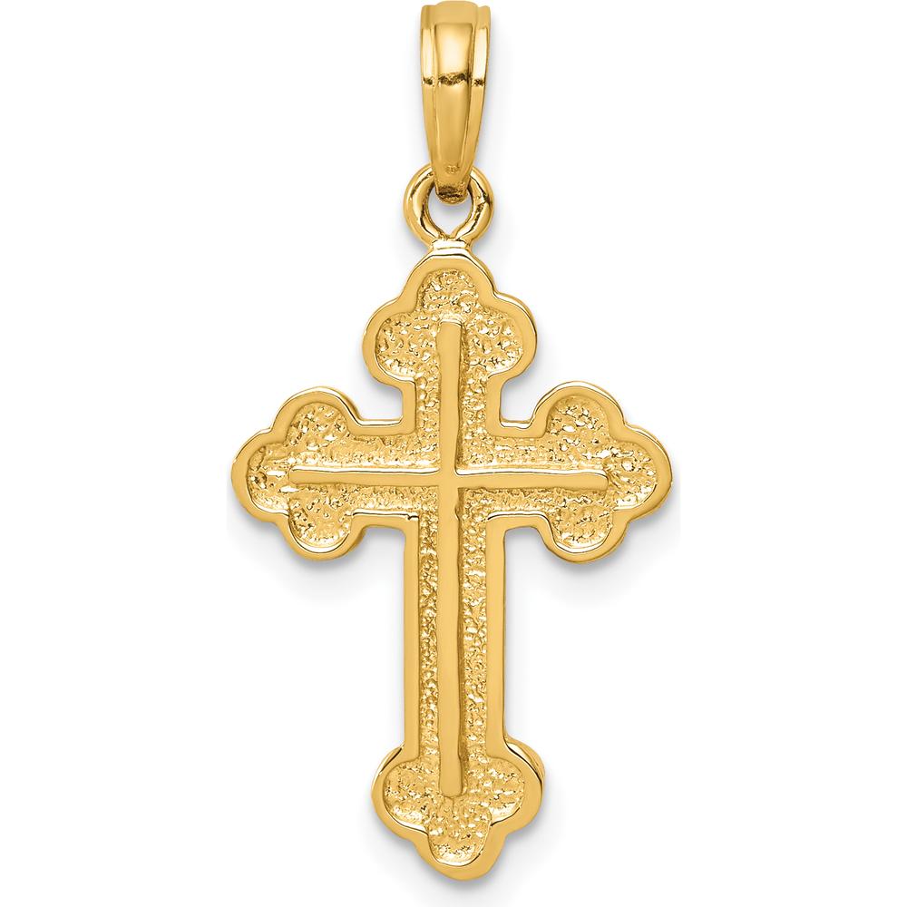 14K Yellow Gold Budded Cross Pendant - 28mm x 14mm by Oro Pregiato